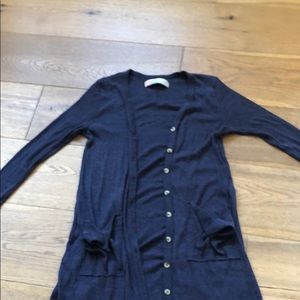 Long rib knit blue cardigan